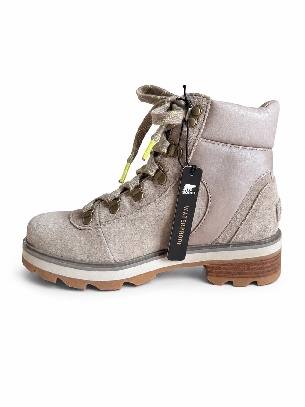 Sorel Lennox Waterproof Hiking Boots Outdoor Lug Sole Omega Taupe Size 7.5